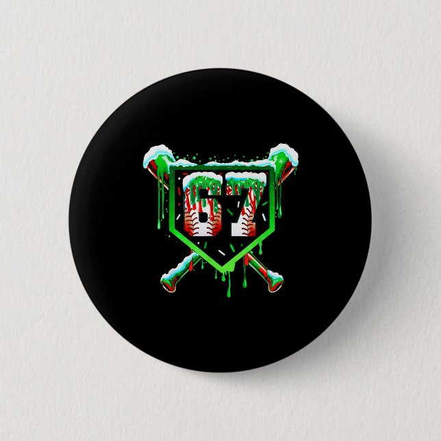 Baseball Ice Cream Drip Number 67 Six Seven Meme C 6 Cm Round Badge (Front)