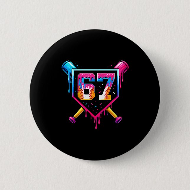 Baseball Ice Cream Drip Number 67 Six Seven Meme C 6 Cm Round Badge (Front)