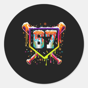 Baseball Ice Cream Drip Number 67 Six Seven Meme C Classic Round Sticker