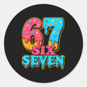 Baseball Ice Cream Drip Number 67 Six Seven Meme C Classic Round Sticker