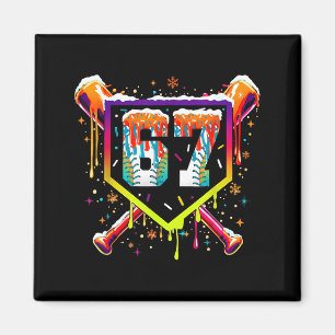 Baseball Ice Cream Drip Number 67 Six Seven Meme C Magnet