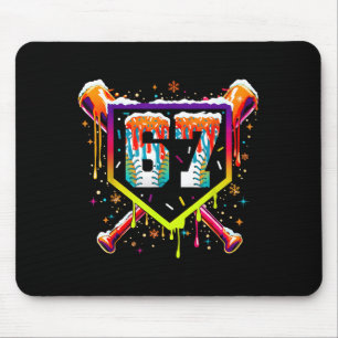 Baseball Ice Cream Drip Number 67 Six Seven Meme C Mouse Pad