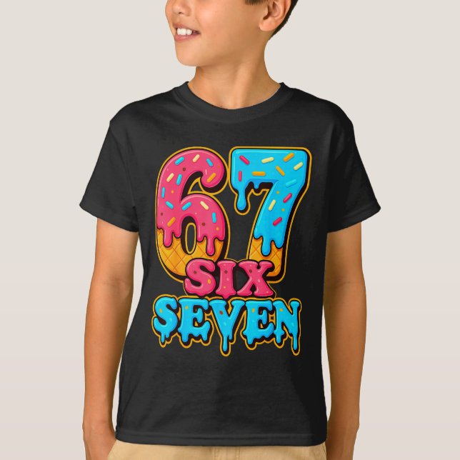 Baseball Ice Cream Drip Number 67 Six Seven Meme C T-Shirt (Front)