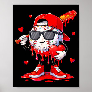 Baseball Ice Cream Drip Valentines Day Shirts For Poster