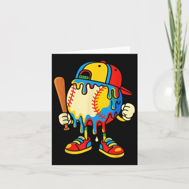 Baseball Ice Cream Drip Youth Back To School Baseb Card (Front)