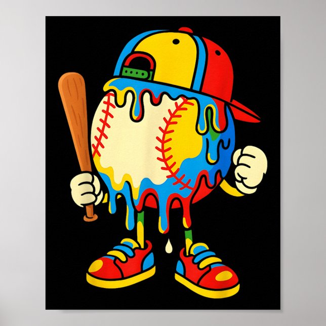 Baseball Ice Cream Drip Youth Back To School Baseb Poster (Front)