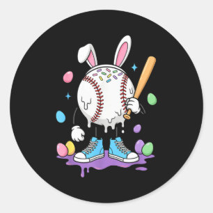 Baseball Ice Cream Drip Youth Boys Cute Easter Spo Classic Round Sticker