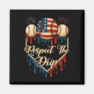 Baseball Ice Cream Dripping 4th Of July Respect Th Magnet