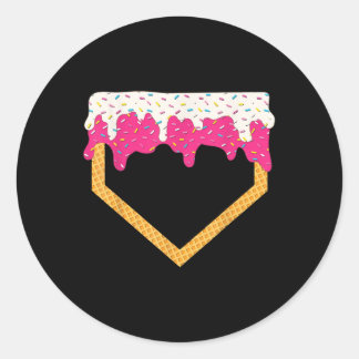 Baseball Ice Cream Dripping Baseball Home Plate Dr Classic Round Sticker