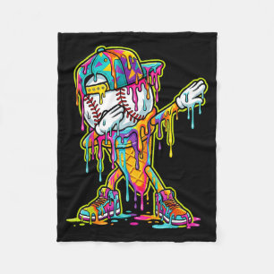 Baseball Ice Cream Dripping Dabbing Baseball Drip  Fleece Blanket