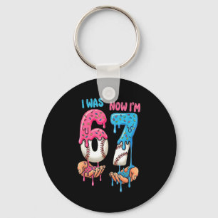 Baseball Ice Cream I Was 6 Now Im 7 Funny 67 Birth Key Ring