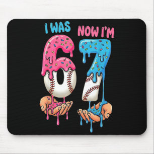 Baseball Ice Cream I Was 6 Now Im 7 Funny 67 Birth Mouse Pad