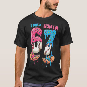 Baseball Ice Cream I Was 6 Now Im 7 Funny 67 Birth T-Shirt