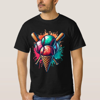 Baseball & Ice Cream – Sweet Summertime Sports  T-Shirt