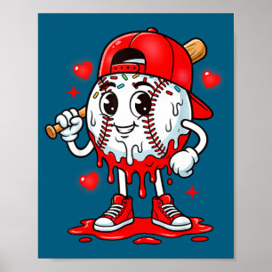 Baseball Ice Cream Valentine Dripng Game Day Men B Poster