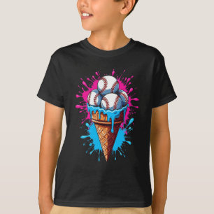Baseball Ice Cream Watercolor Sports Lover T-Shirt