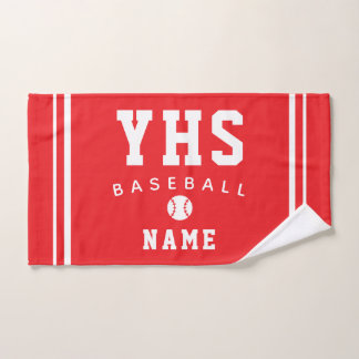 Baseball Icon, Custom Name & School, Team Gift Han Hand Towel