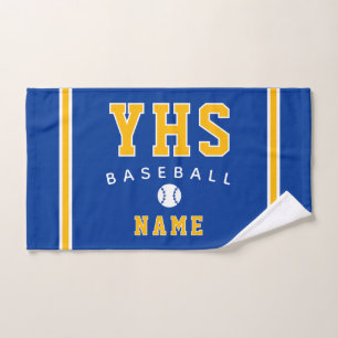 Baseball Icon, Custom Name & School, Team Gift Hand Towel