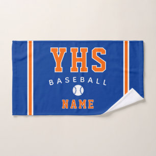 Baseball Icon, Custom Name & School, Team Gift Hand Towel