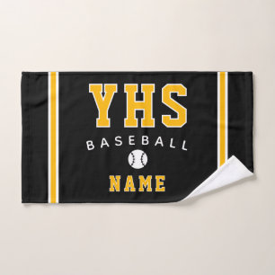 Baseball Icon, Custom Name & School, Team Gift Hand Towel