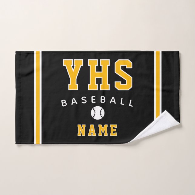 Baseball Icon, Custom Name & School, Team Gift Hand Towel (Hand Towel)