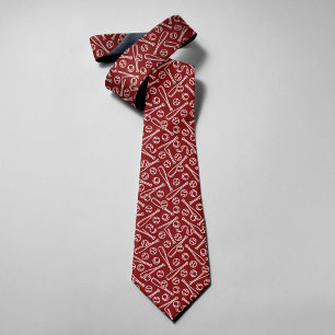 Baseball Icons On Red Background Father's Day Tie