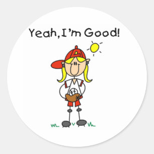 Baseball I'm Good Classic Round Sticker