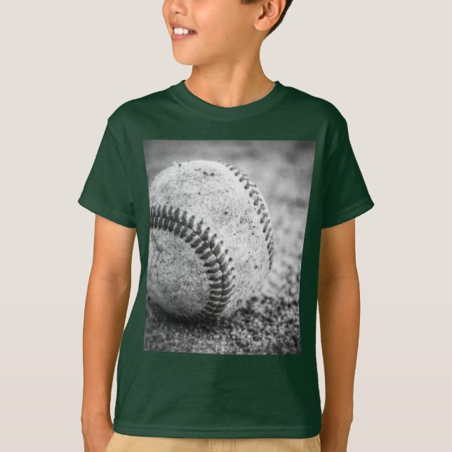 Baseball in Black and White T-Shirt (Front)