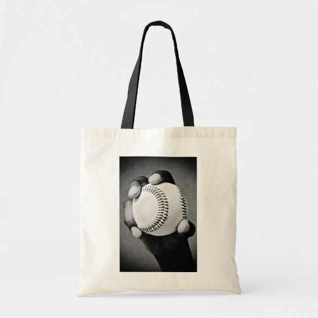 baseball in hand tote bag (Front)