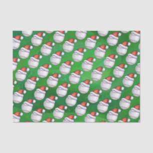 Baseball in Santa Hat Pattern on Green Tissue Paper
