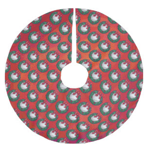 Baseball in Wreath on Red Brushed Polyester Tree Skirt