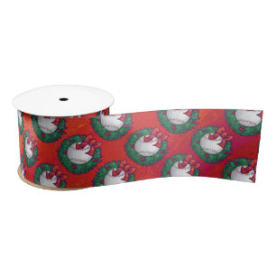 Baseball in Wreath on Red Satin Ribbon