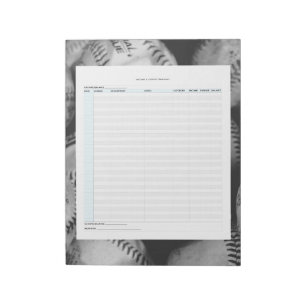Baseball Income & Expense Tracking Notepad