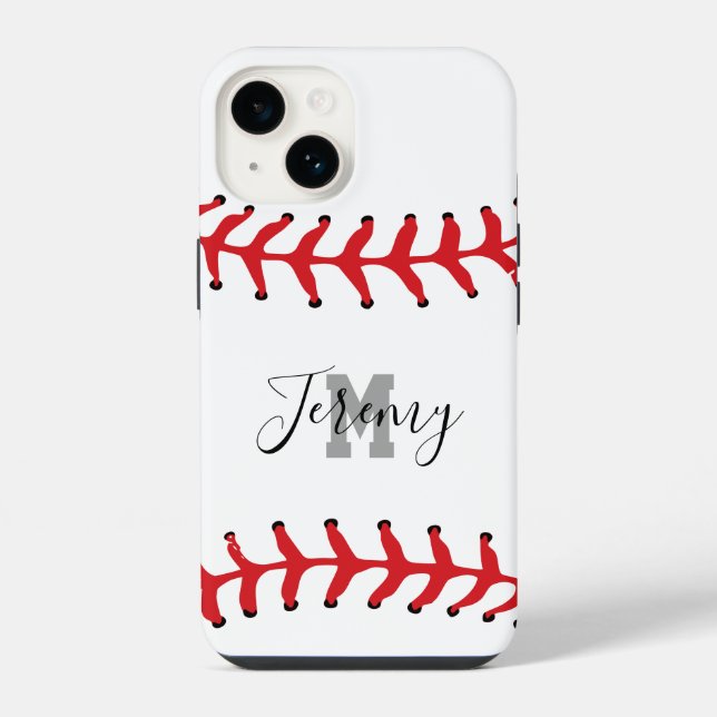 Baseball Initial & Name iPhone Case (Back)
