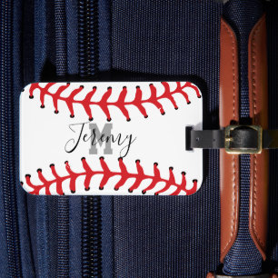 Baseball Initial & Name Luggage Tag