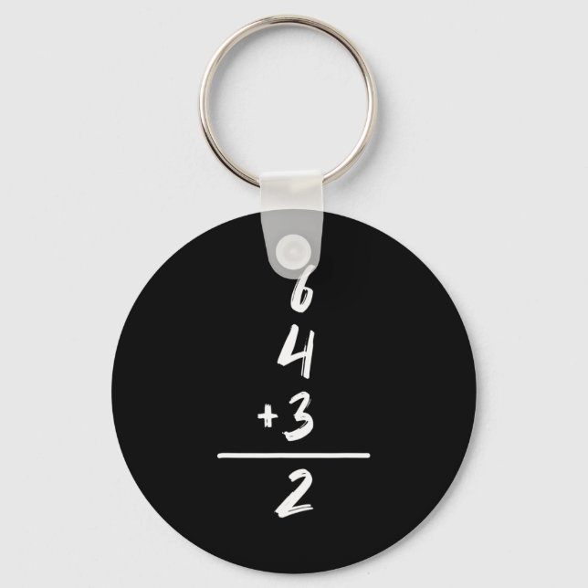 Baseball Inspired Math 6 4 3 2 Double Play Softbal Key Ring (Front)