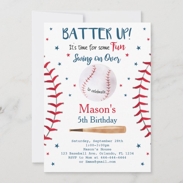 Baseball Invitation, Baseball Invites, Baseball Invitation (Front)