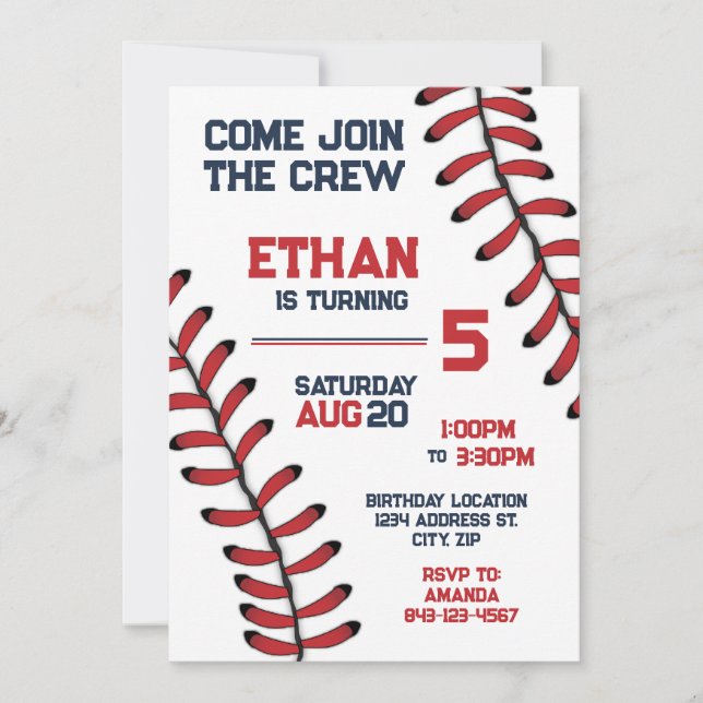 Baseball Invitation Birthday Party Editable RSVP (Front)