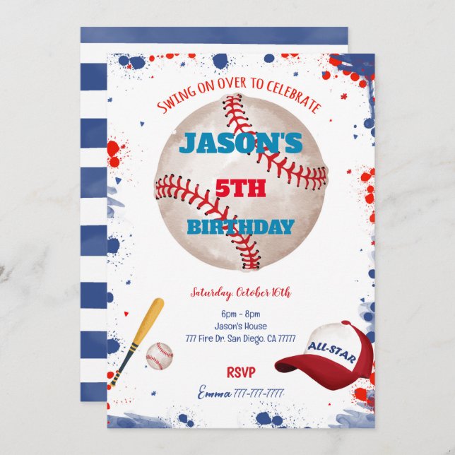 Baseball Invitations  (Front/Back)