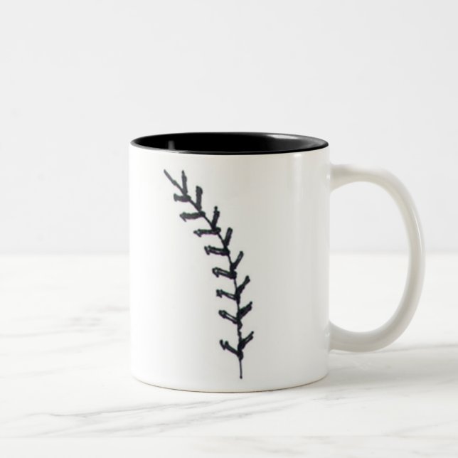 Baseball is a Love w Quote Ball Stitch Heart Image Two-Tone Coffee Mug (Right)
