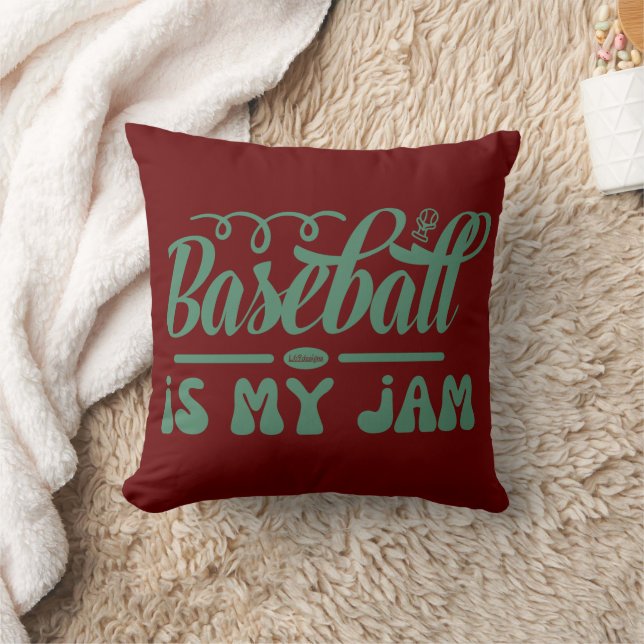 BASEBALL IS MY JAM funny typographic baseball      Cushion (Blanket)