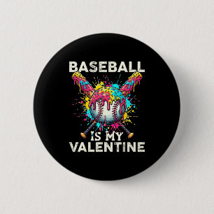 Baseball Is My Valentine Ice Cream Drip Crossed Ba 6 Cm Round Badge