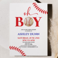 Baseball It's A Boy Red Blue Baby Shower
