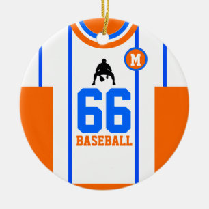 Baseball Jersey Blue Orange Ornament