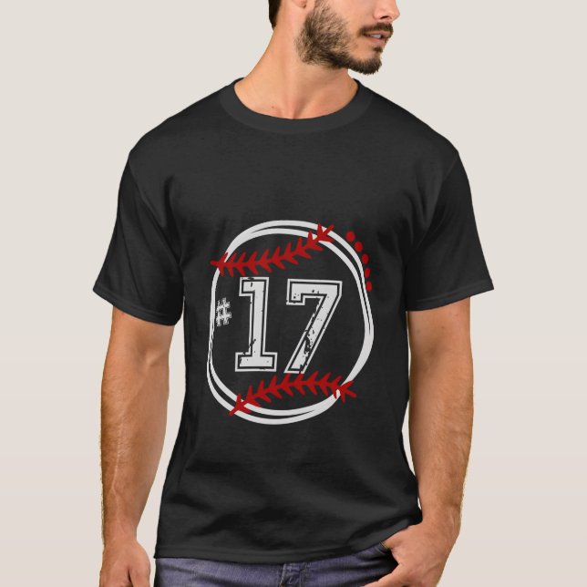 Baseball Jersey Number # 17 Trendy Baseball Baseba T-Shirt (Front)