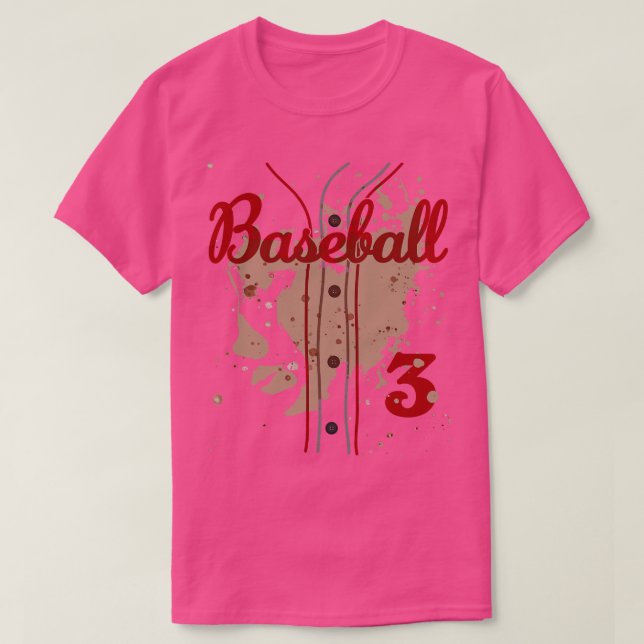 Baseball Jersey Number 3 Baseball Uniform Dirty Fu T-Shirt (Design Front)