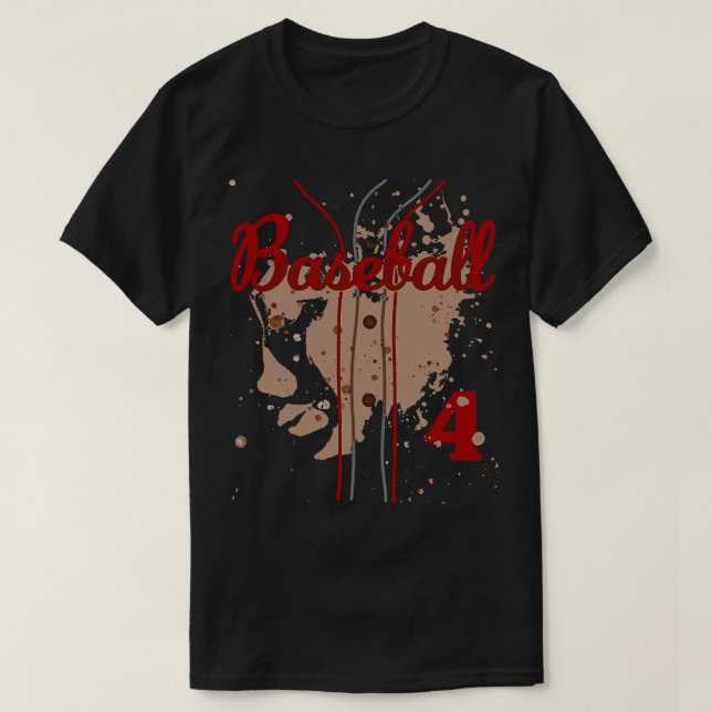 Baseball Jersey Number 4 Baseball Uniform Dirty Fu T-Shirt (Design Front)