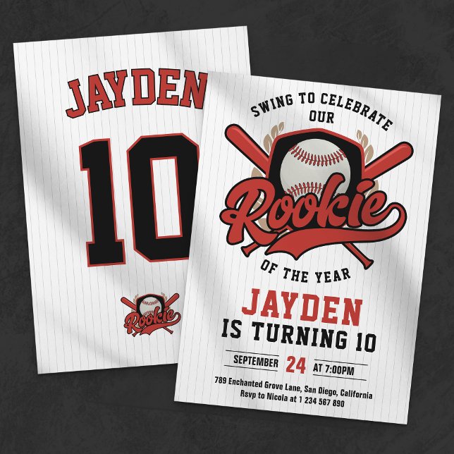 Baseball Jersey Rookie of the Year Birthday Party Invitation (Creator Uploaded)
