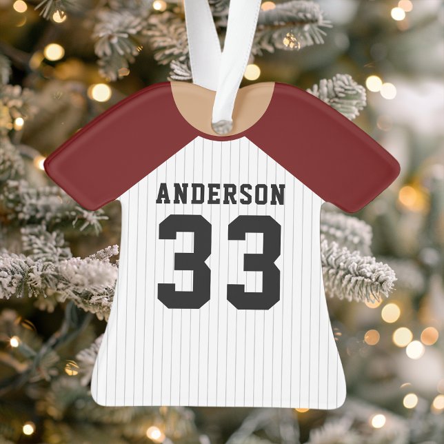 Baseball Jersey Sports Team Uniform Maroon Ornament (Creator Uploaded)