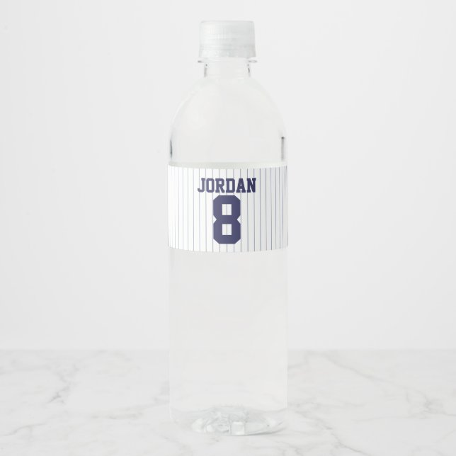 Baseball Jersey - Sports Theme Birthday Party Water Bottle Label (Front)